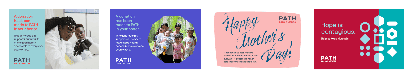 Four digital eCard graphics that PATH donors can choose from when dedicating a gift